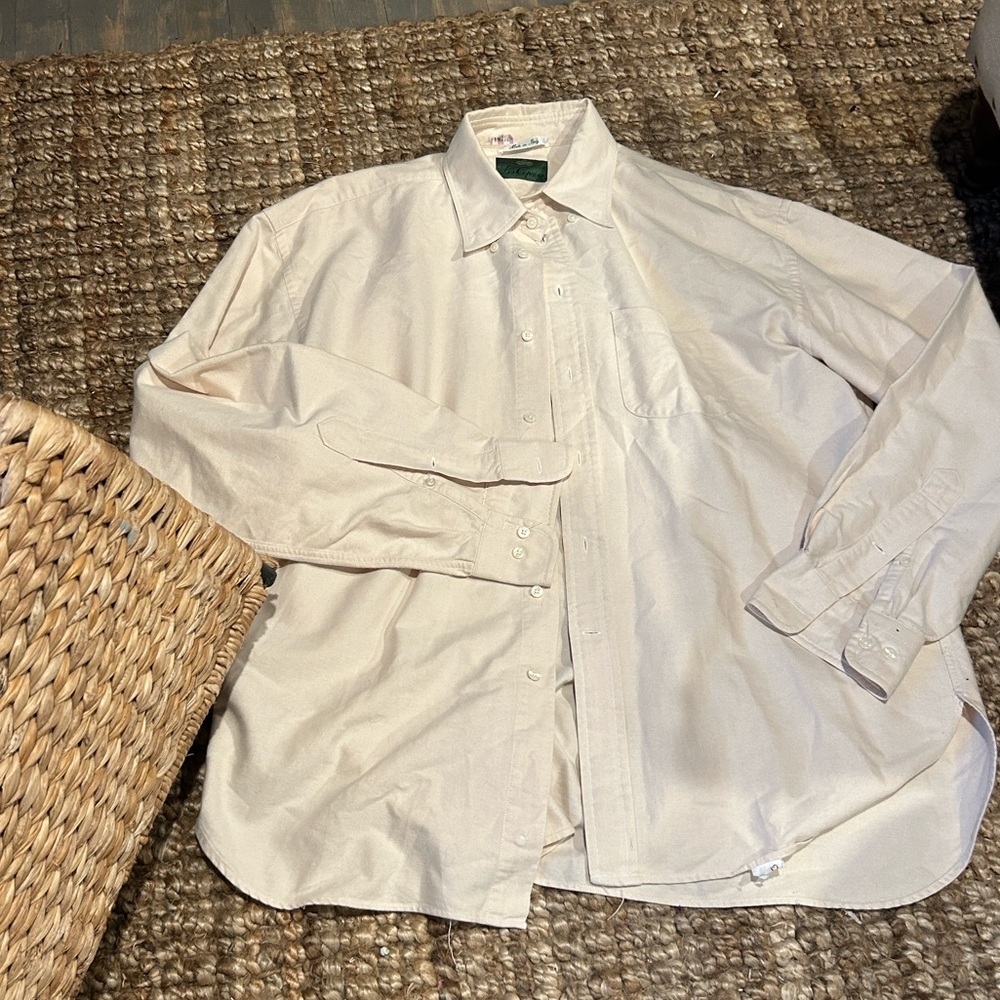 Les Copains Men’s 100% Cotton Creme Button Down LS Top Size 52